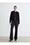 Black bicycle collar bow buttoned women's knit cardigan - 2
