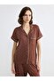 Brown Shirt Collar Polka Dot Women's Pajama Set (S6) - 2