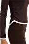 Slim Fit Ribana Brown Women's Long Sleeve T-Shirt E6548Ax/Bn267 - 4