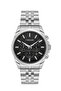 Men's Wristwatch Quartz Movement – Silver Steel & Strap, Striped Black Dial Dm-00113G-A2