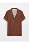 Brown Shirt Collar Polka Dot Women's Pajama Set (S6) - 6