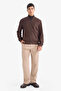 Slim Fit College Collar Bomber Suede Brown Men's Coat A3866Ax/Bn192 - 2