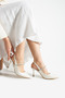 Vina Women's Pointed Toe 7 cm Thin Heeled Classic Evening Dress Shoes with Stone Detail and Ankle Strap - 3