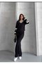New Season Striped Double Knit Detail Knitwear Set for Women - 3