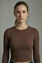 Premium Soft Textured Stretchy Knitted Crew Neck Crop Blouse - 5