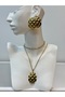 Doro Golden Texture Steel Necklace Earring Set