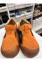 Genuine Leather Orange Perforated Orthopedic Sandals - 3