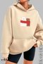 Unisex Hoodie Long Sleeve Teddy Bear Love Printed Hooded Oversized 100% Cotton Combed Cotton Sweatshirt - 4