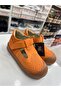 Genuine Leather Orange Perforated Orthopedic Sandals - 4