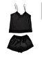 Women's Satin Pajama Set with Shorts - 2