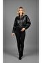 New Season Waist Elastic Detail Hooded Leather Jacket Women