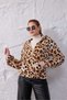 New Season Leopard Patterned Hooded Zippered Plush Cardigan for Women - 5