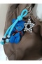 Navy Blue Cute Teddy Bear & Silver Lucky Star Design Bag Charm Gift Accessory Keychain - 3