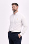 Orange Striped White Long Sleeve Cotton Pocketless Regular Fit Premium Men's Shirt - 2