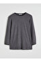Gray Crew Neck Embroidered Blouse - 3