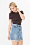 Ultra Soft Round Neck Short Sleeve Blouse Brown - 5