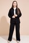 Girl's Gabardine Suit with Black Heart Embroidered Shirt and Wide-Legged Trousers 23551 - 2