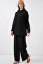 Women's Lace-Up Tunic Trousers Double Set 6752 - Black - 4