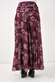 Women's Patterned Chiffon Skirt 8057 - Burgundy - 8