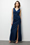 Glittery Dress with Gathered Detail and Slit