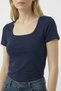 Women's T-Shirt U-Neck Slim Fit Cotton Thick Textured - 2