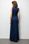 Glittery Dress with Gathered Detail and Slit - 5