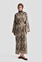 Patterned Dress with Buckle Detail in Brown - 3