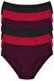 6-Piece Women's Ribbed Slip Panties Set Black Red Plum