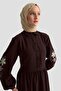 Embroidered Layered Dress 25Kd1121 Brown - 5