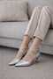 Women's New Classic Evening Dress Shoes with Stones, Silver Skin - 2