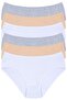 6-Piece Women's Ribbed Panties Set Mixed Colors (White-Grey-Tan)