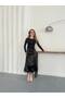 Black Lace-Trim Satin Skirt - 3