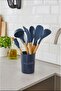 9 Piece Bamboo Handle Silicone Serving Utensil Set with Color Options Spoon Heat Resistant Non-Scratch