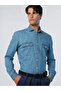 Italian Lapel Long Sleeve Men's Denim Shirt with Pockets - 2
