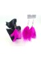 Fuchsia Natural Feather Earrings Pair – Long Dangle Earrings with Bead Detail - 3