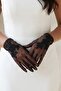 Noir Blossom Lace Embroidered Ankle-Length Tulle Gloves |   Elegant and Couture Custom Design - 4