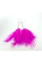Fuchsia Natural Feather Earrings Pair – Long Dangle Earrings with Bead Detail - 7