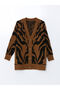 V-Neck Patterned Women's Knitwear Cardigan - 5