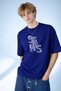 Men's Stars Written Rope Art Design Crew Neck Navy Blue T-Shirt - 2