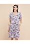 Printed Nightdress with V-Neck and Short Sleeves