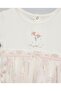 Embroidered Tulle Dress with Crew Neck and Short Sleeves - 3