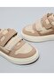 Boys Beige Color Block Velcro Closure Sneakers - 2
