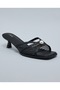 Women Black Pearl Embellished Heeled Sandals