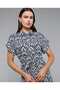 Patterned Shirt Dress with Classic Collar and Short Sleeves - 5