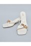 Women Ivory Metal Accent Heeled Sandals - 6