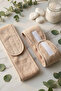 Set of 2 Towel Hair Bands 100% Cotton Adjustable Velcro Makeup and Spa Headband - Cappuccino - 3