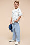 Washed Relaxed Fit Jeans with Button Closure - 2