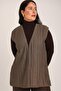 Women's Brown Lace Patterned Embroidered Mercerized Knitwear Mother Vest - 2
