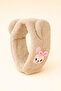 Plush Scarf with Ears and Animal Accessories Beige