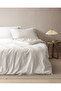 Elicia Double 100% Cotton Striped Satin Duvet Cover Set - Ecru